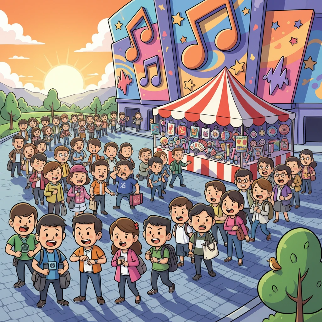 콘서트 현장 굿즈 판매 부스 전경