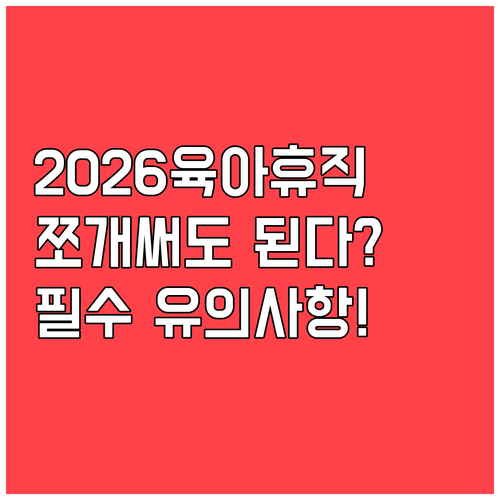 2026년 육아휴직급여 분할 수급 자격과 유의사항