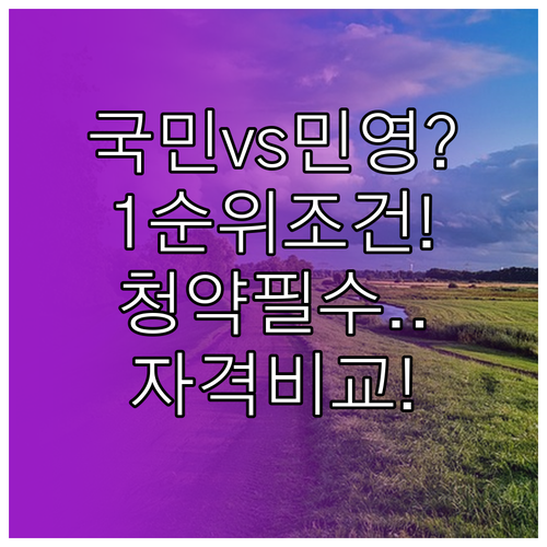 국민주택과 민영주택 1순위 청약 자격 조건 비교