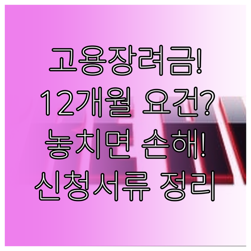 고용촉진장려금 12개월 고용 요건과 신청서류