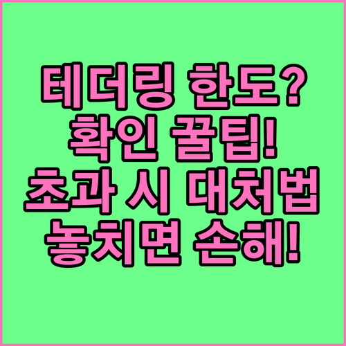 테더링 한도 확인 순서와 초과 시 처리 방식