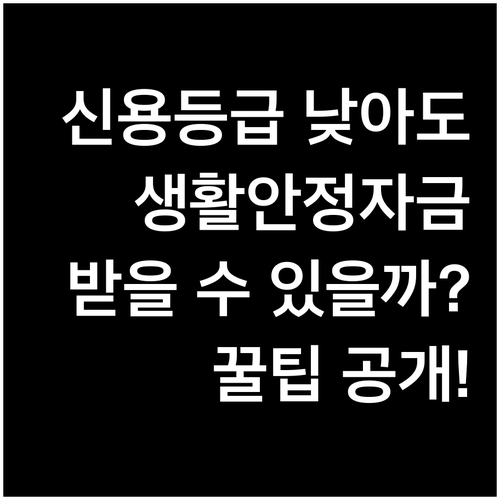 생활안정자금 대출 신용등급 낮아도 받을 수 있을까?
